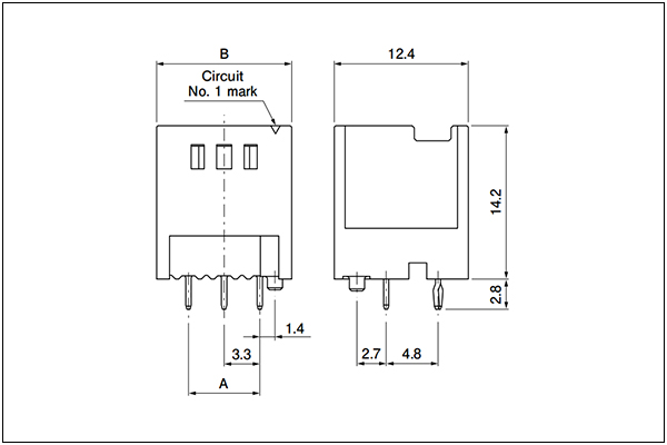 JST BNI Header - Dual-row Type - 6 Circuits