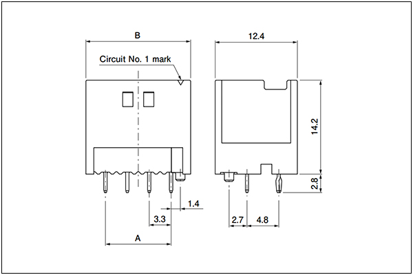 JST BNI Header - Dual-row Type - 8 Circuits
