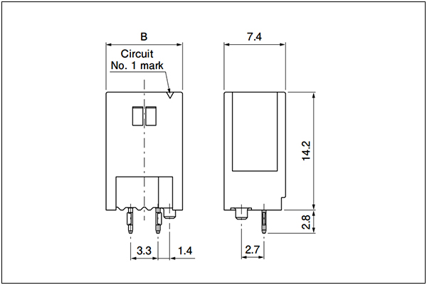 JST BNI Header - Single-row Type - 2 Circuits