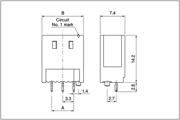 JST BNI Header - Single-row Type - 3 Circuits