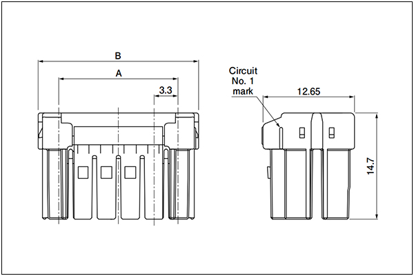 JST BNI Housing - Dual-row Type - 12 Circuits