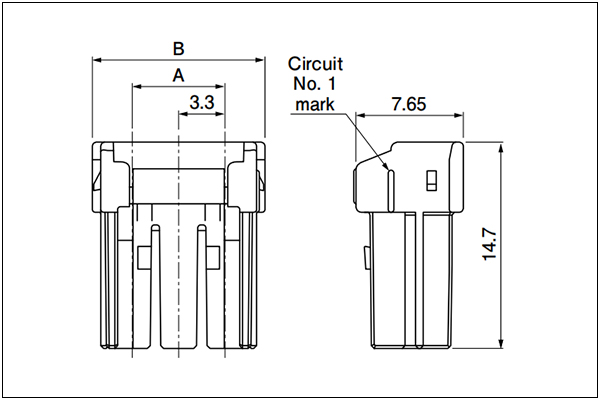 JST BNI Housing - Single-row Type - 3 Circuits