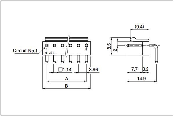JST VH Locking header - Side entry type