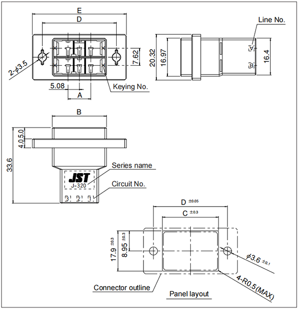 Tab housing (Panel mounting type)
