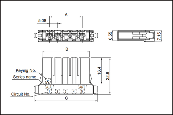 J320S Receptacle housing - 2-6 Circuits
