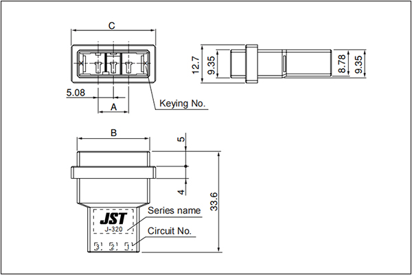 J320S Tab housing (Free hanging type) - 2-4 Circuit