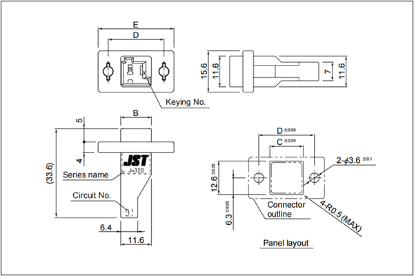 J320S Tab housing (Panel mounting type) - Single Circuits