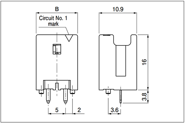 JST HYV Header - Single-row Type - 2 Circuits