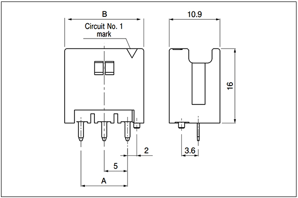 JST HYV Header - Single-row Type - 3 Circuits