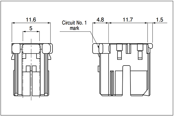 JST HYV Housing - Dual-row Type - 4 Circuits
