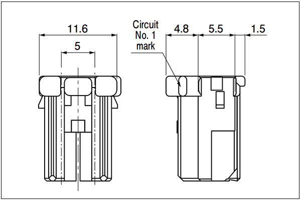 JST HYV Housing - Single-row Type - 2 Circuits