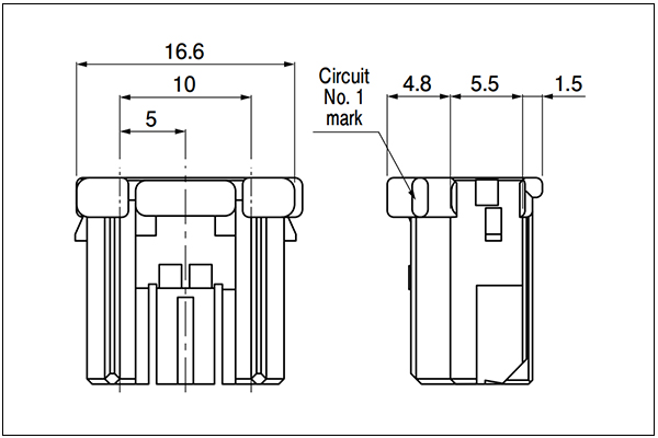 JST HYV Housing - Single-row Type - 3 Circuits