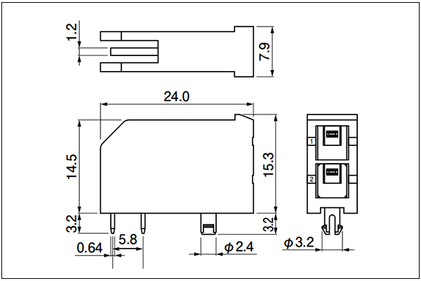 JST Header - Side entry Type - 2 Circuits