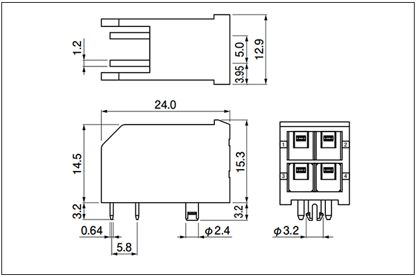 JST Header - Side entry Type - 4 Circuits