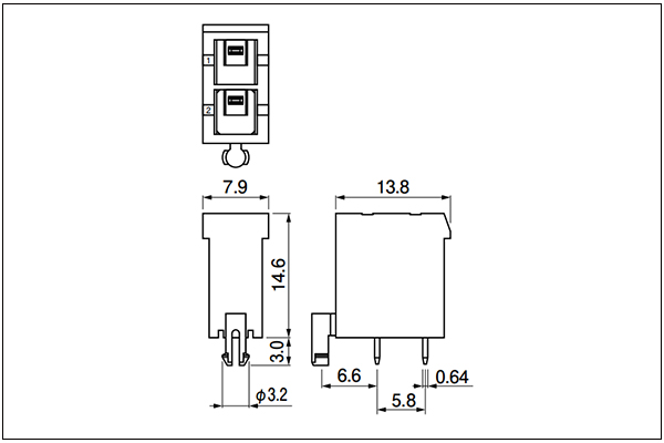 JST XL Header HDB type - Top entry type - 2 Circuits