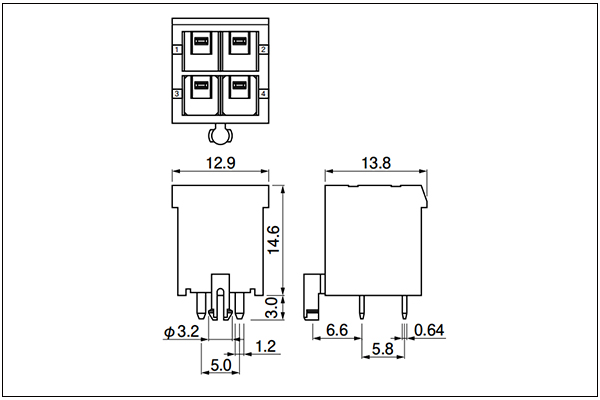 JST XL Header HDB type - Top entry type - 4 Circuits
