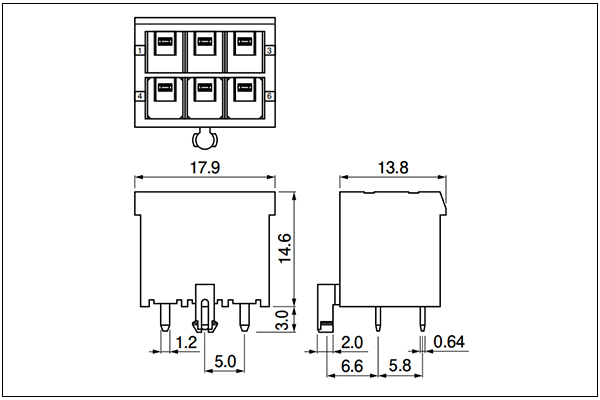 JST XL Header HDB type - Top entry type - 6 Circuits