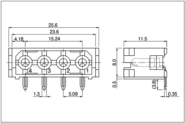 JST LC Header - Side entry type - Shape A