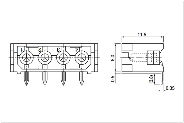 JST LC Header - Side entry type - Shape B