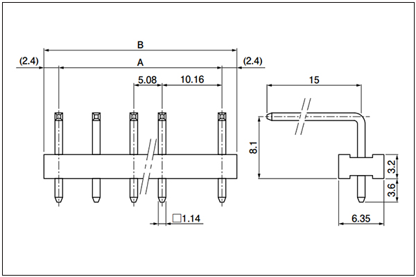 JST VB header - Side entry type of PA
