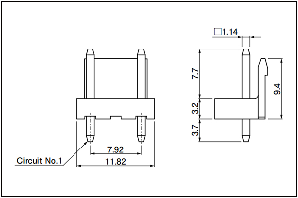 JST VA Header - Plugged up hole Top entry type