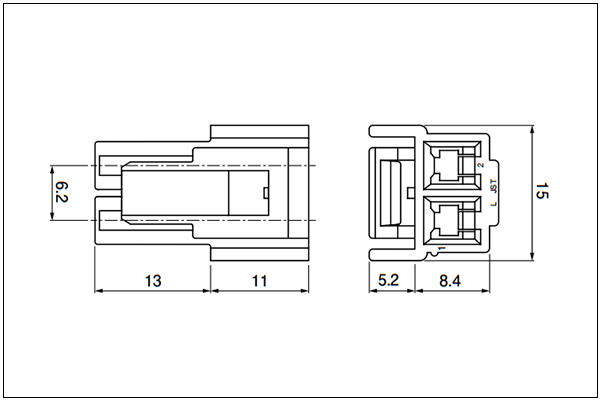 JST VL Housing - 2 Circuits