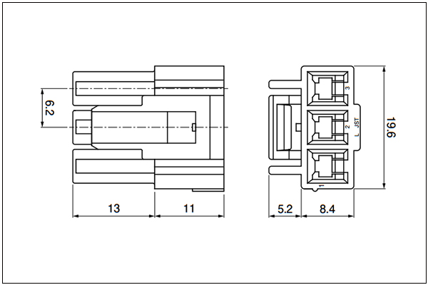 JST VL Housing - 3 Circuits