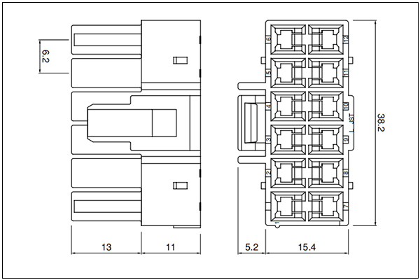 JST VL Housing (Outer-housing lock) - 12 Circuits