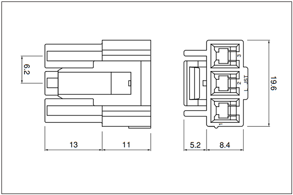 JST VL Housing (Outer-housing lock) - 3 Circuits
