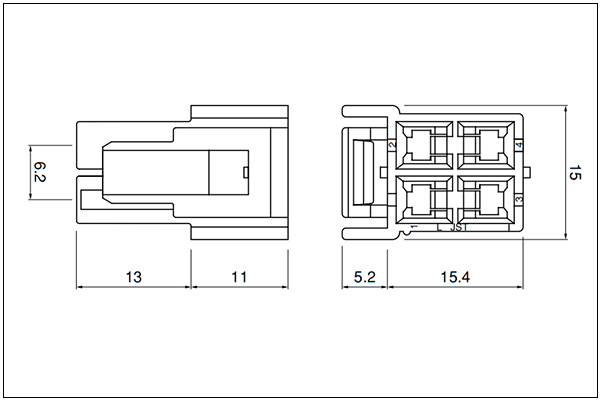 JST VL Housing (Outer-housing lock) - 4 Circuits