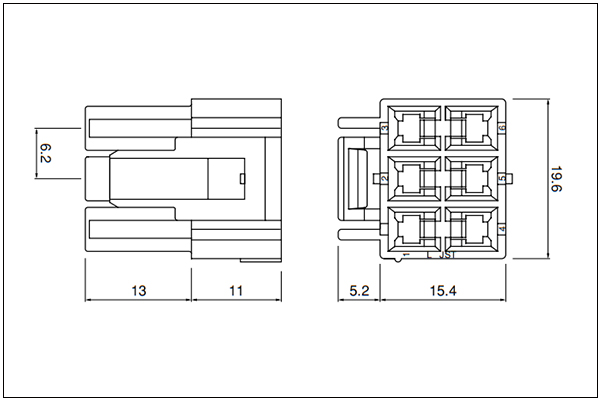 JST VL Housing (Outer-housing lock) - 6 Circuits
