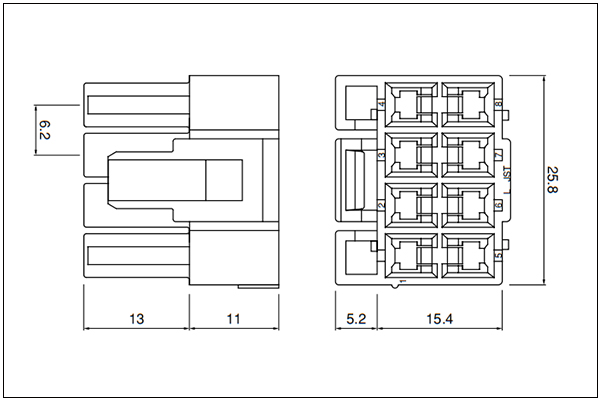 JST VL Housing (Outer-housing lock) - 8 Circuits