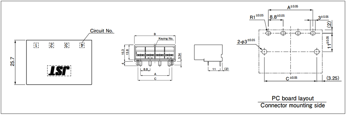 JST JFPS Header - Side entry type