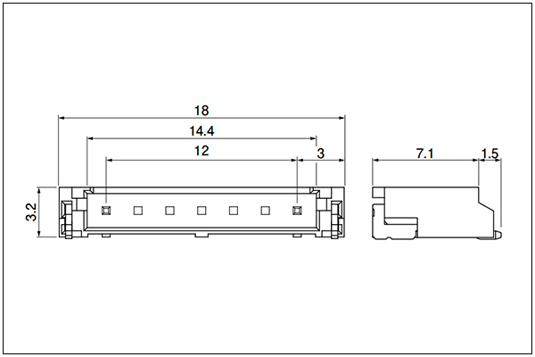 JST BH SMT type shrouded header - 2 Circuits 12mm pitch