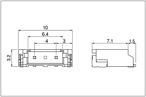 JST BH SMT type shrouded header - 2 Circuits 4mm pitch