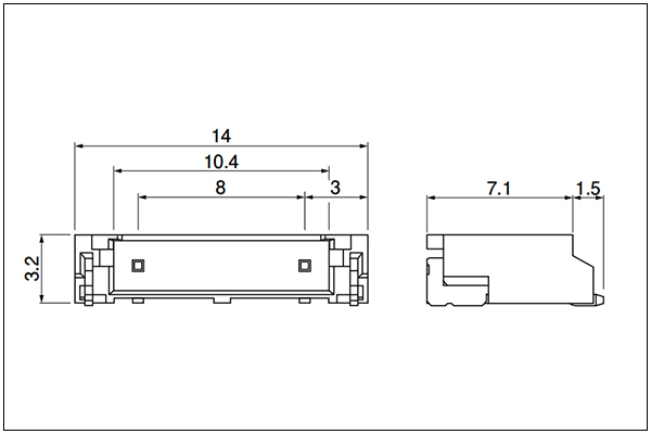 JST BH SMT type shrouded header - 2 Circuits 8mm pitch plugged up