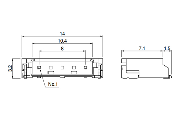 JST BH SMT type shrouded header - 2 Circuits 8mm pitch with ribs against prying