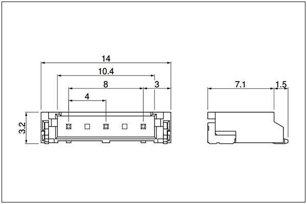 JST BH SMT type shrouded header - 3 Circuits 4mm pitch