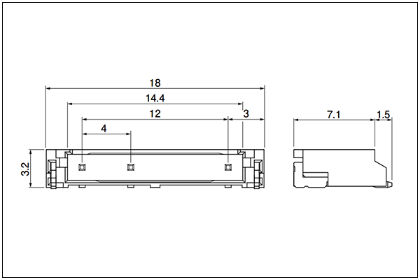JST BH SMT type shrouded header - 3 Circuits 4mm pitch plugged up
