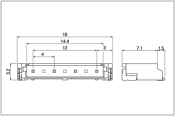 JST BH SMT type shrouded header - 4 Circuits 4mm pitch