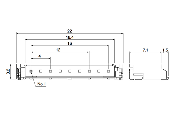 JST BH SMT type shrouded header - 4 Circuits 4mm pitch with post removed