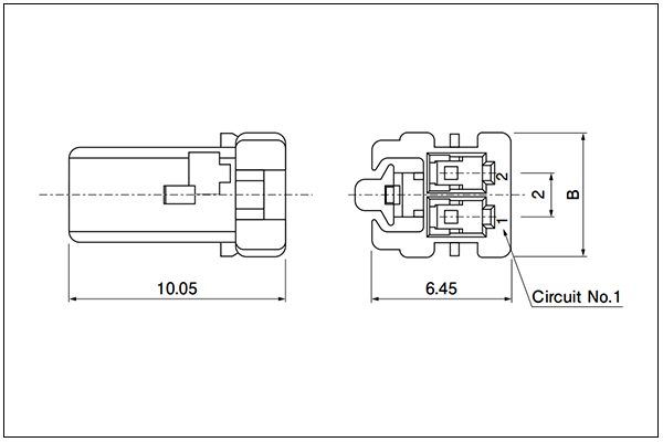 Socket housing (for socket contact) 2 Circuits