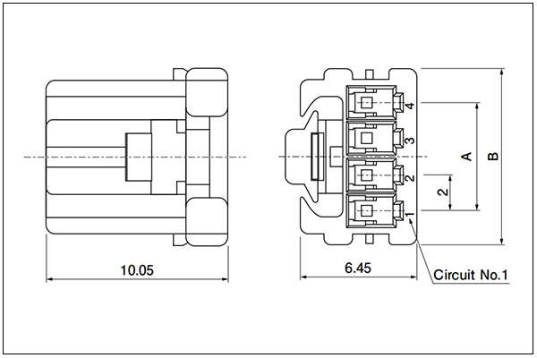 Socket housing (for socket contact) 4 Circuits