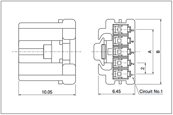 Socket housing (for socket contact) 5, 6, 8, 10 Circuits