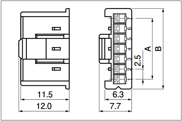 Plug housing (for Socket contact) - 2 to 12 Circuits