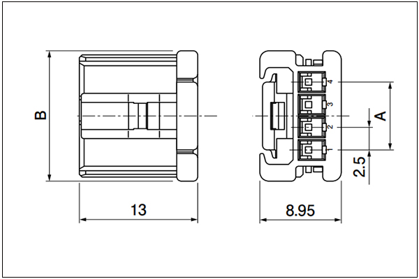 Plug housing (for socket contact) - 4, 5 Circuits