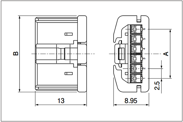 Plug housing (for socket contact) - 6 Circuits