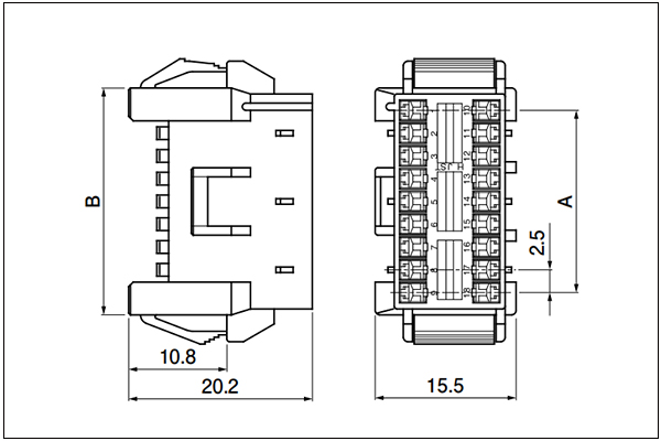 Receptacle housing (for Pin contact) - 18 Circuits