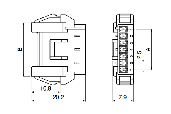 Receptacle housing (for Pin contact) - 2 to 12 Circuits