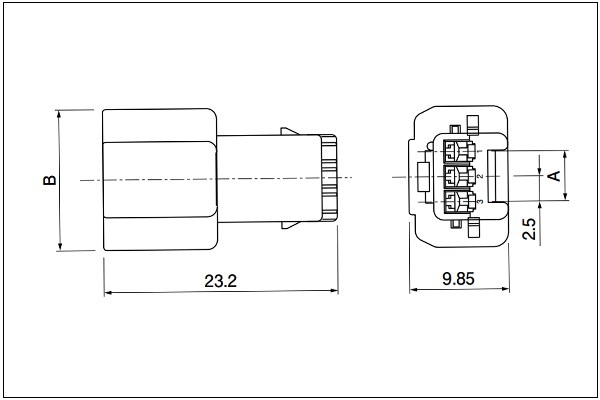 Receptacle housing (for pin contact) - 2, 3 Circuits